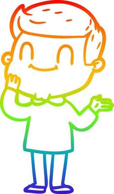 rainbow gradient line drawing cartoon friendly man