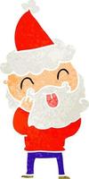 man with beard sticking out tongue wearing santa hat vector