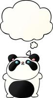 cartoon panda and thought bubble in smooth gradient style vector