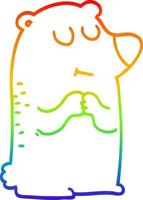 rainbow gradient line drawing cartoon polar bear vector