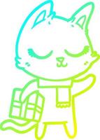 cold gradient line drawing calm cartoon cat vector