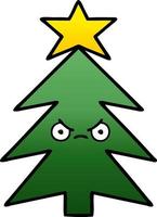 gradient shaded cartoon christmas tree vector