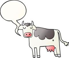 cartoon cow and speech bubble in smooth gradient style vector