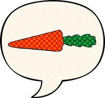 cartoon carrot and speech bubble in comic book style vector