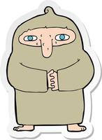 sticker of a cartoon monk in robe vector