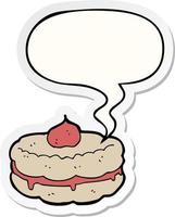 cartoon biscuit and speech bubble sticker vector