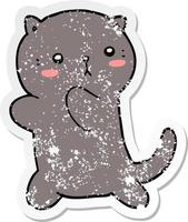 distressed sticker of a cute cartoon cat vector