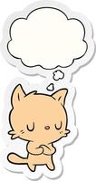 cartoon cat and thought bubble as a printed sticker vector