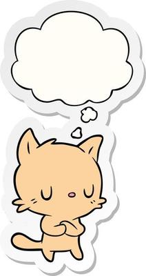 cartoon cat and thought bubble as a printed sticker