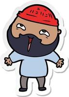 sticker of a cartoon happy bearded man vector