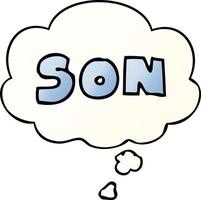 cartoon word son and thought bubble in smooth gradient style vector
