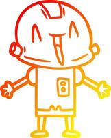 warm gradient line drawing cartoon robot vector