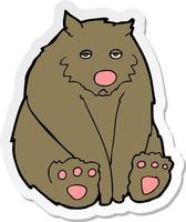 sticker of a cartoon sad bear vector