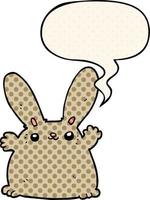 cartoon rabbit and speech bubble in comic book style vector