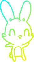 cold gradient line drawing cute cartoon rabbit vector