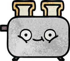 retro grunge texture cartoon of a toaster vector