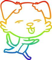 rainbow gradient line drawing cartoon dog sticking out tongue vector