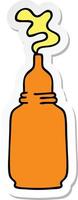 sticker of a quirky hand drawn cartoon mustard bottle vector