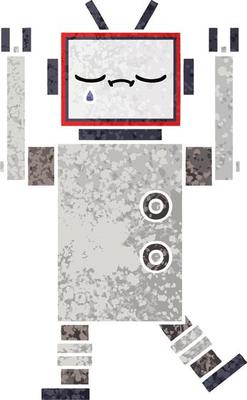 retro illustration style cartoon robot