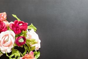 The beautiful bouquet  on black background with a copy-space photo