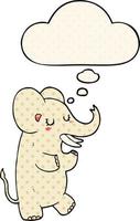 cartoon elephant and thought bubble in comic book style vector