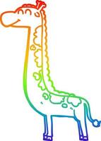 rainbow gradient line drawing cartoon giraffe vector