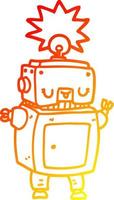 warm gradient line drawing cartoon robot vector