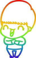 rainbow gradient line drawing happy cartoon boy vector