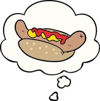 cartoon hot dog and thought bubble vector