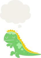 cartoon dinosaur and thought bubble in retro style vector