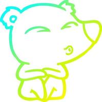 cold gradient line drawing cartoon whistling bear vector