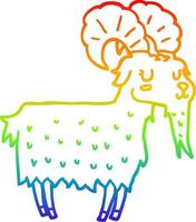 rainbow gradient line drawing cartoon goat vector
