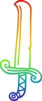 rainbow gradient line drawing cartoon long sword vector