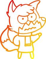 warm gradient line drawing cartoon annoyed fox vector