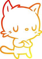 warm gradient line drawing cute cartoon cat vector