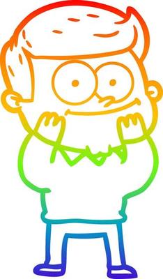 rainbow gradient line drawing cartoon happy man