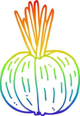 rainbow gradient line drawing cartoon vegetable