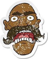 retro distressed sticker of a cartoon angry old man vector