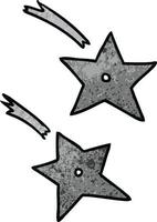 garabato texturizado de dibujos animados de estrellas ninja arrojadizas vector