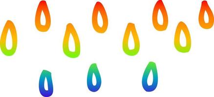 lluvia de dibujos animados de dibujo de línea de gradiente de arco iris vector