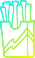 cold gradient line drawing cartoon fast food fries vector