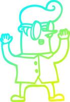 cold gradient line drawing cartoon nerd man vector