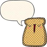 cartoon toast and speech bubble in comic book style vector