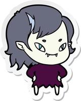 sticker of a cartoon friendly vampire girl vector