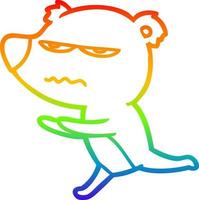 rainbow gradient line drawing angry bear cartoon running vector