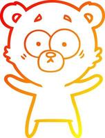 warm gradient line drawing surprised bear cartoon vector