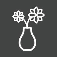 flores en florero icono de línea invertida vector