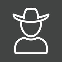 niño con sombrero de vaquero icono de línea invertida vector