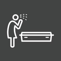 Crying over Dead Body Line Inverted Icon vector