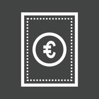 icono de línea de billete de euro invertida vector